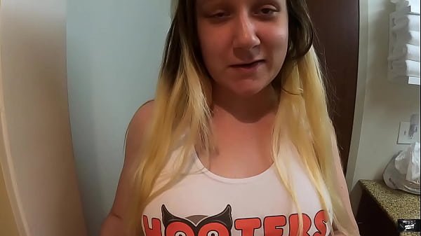 Pregnant Hooters Girl Gets Her Mouth Fucked and Swallows Cum During Work Break