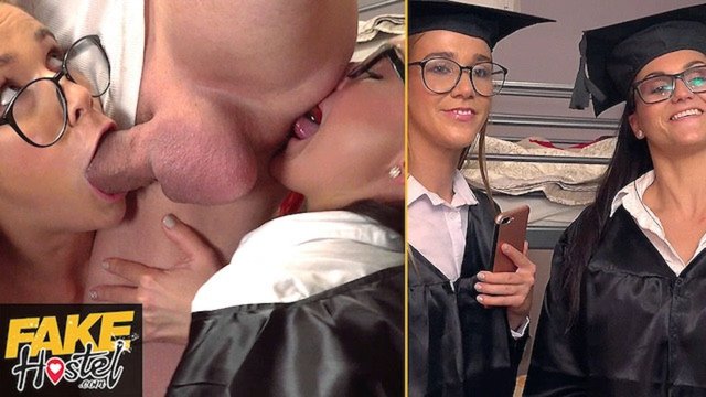 Fake Hostel - crazy University girls get their assholes sniffed before threesome with Alexis Crystal
